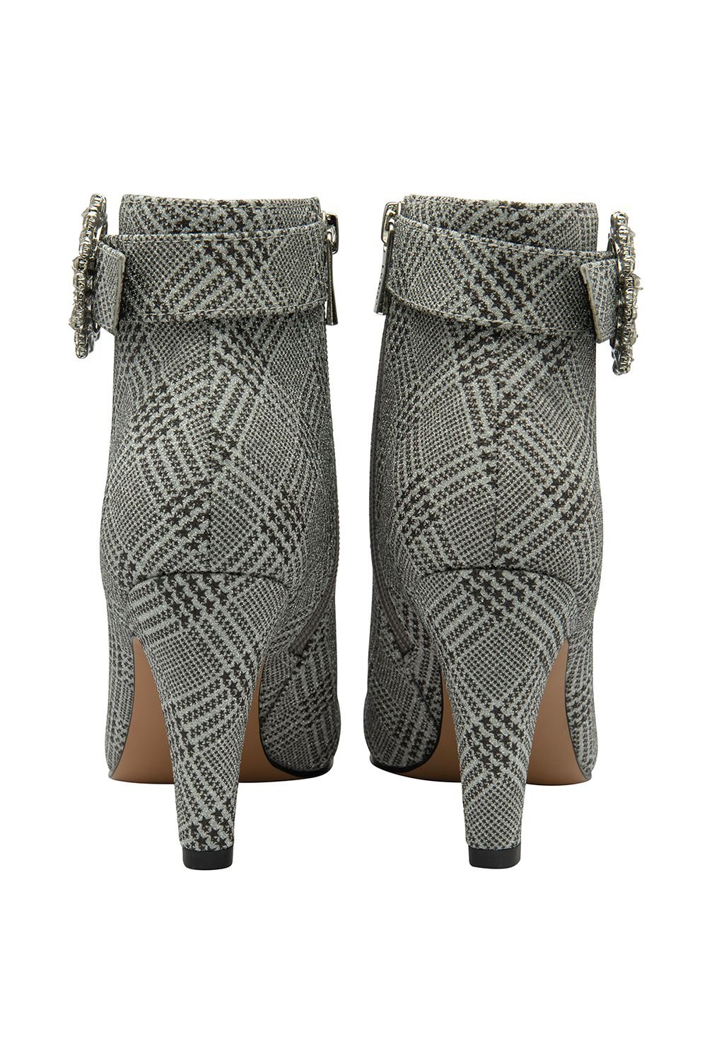 Lotus Lotus Women's Silver Check-Print 'Adele' Heeled Ankle Boots - 3