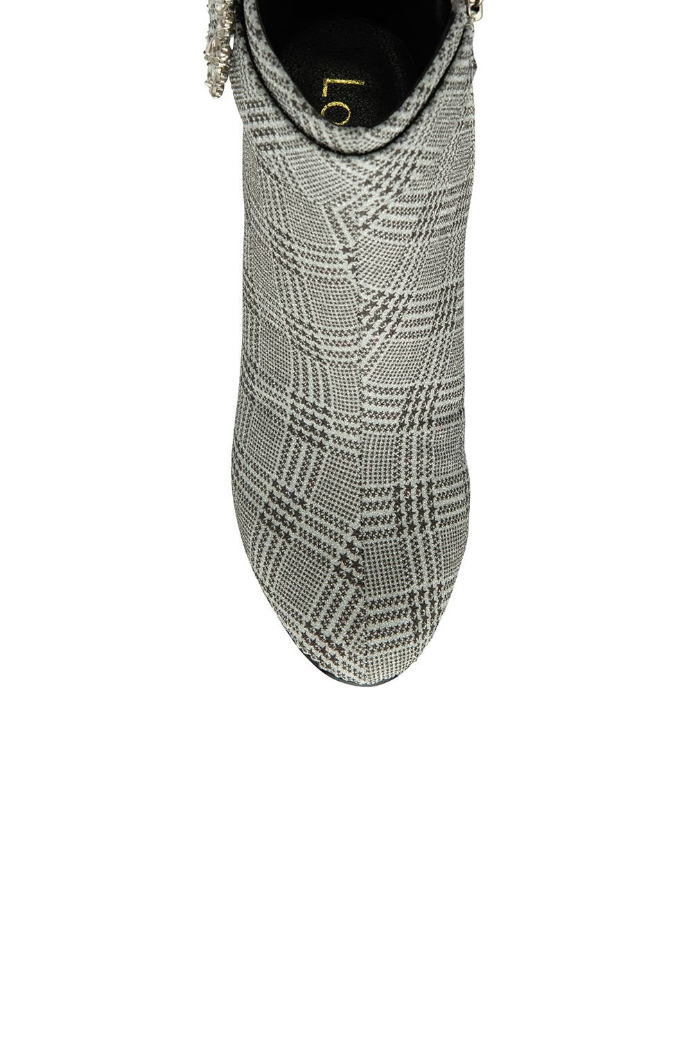 Lotus Lotus Women's Silver Check-Print 'Adele' Heeled Ankle Boots - 4