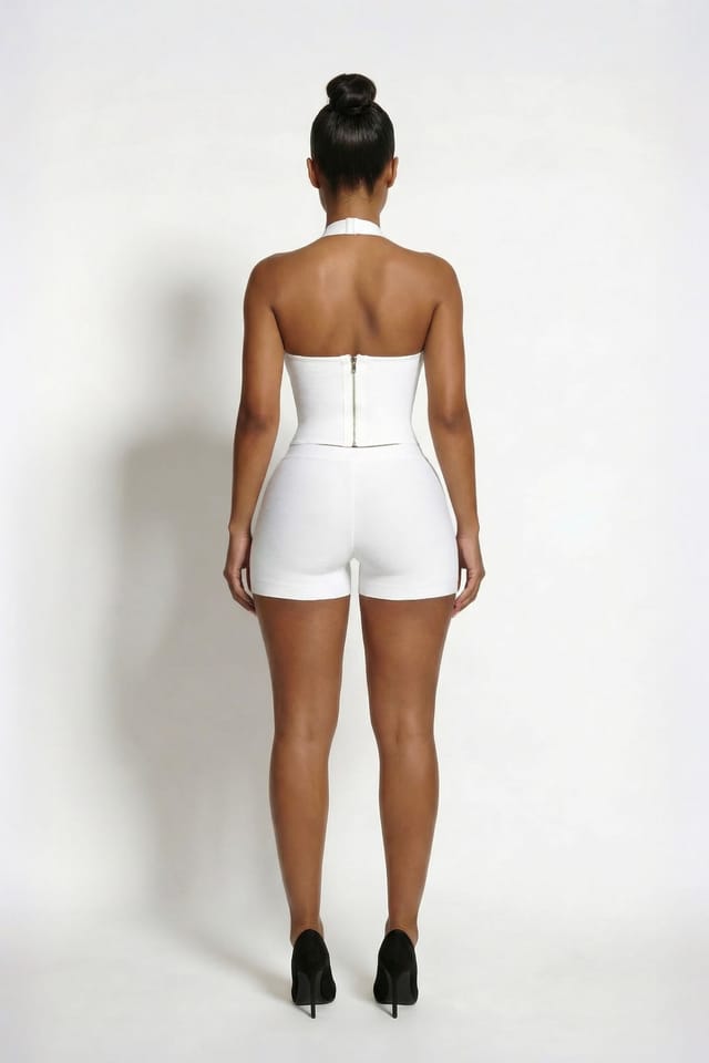 LEMONLUNAR LEMONLUNAR Women's The Zoe Bandage Shorts White - 3