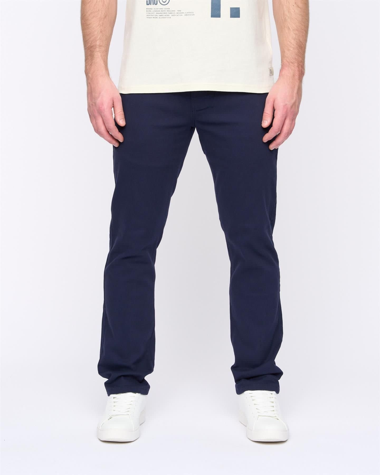 Duck&Cover Duck&Cover Franztown Men's Core Stretch Slim-Fit 5-Pocket Chino Trousers with Canvas Detail in Navy
