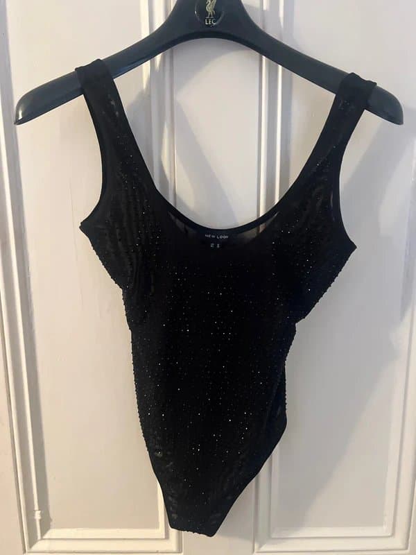 New Look New Look size 10 black sparkly body suit