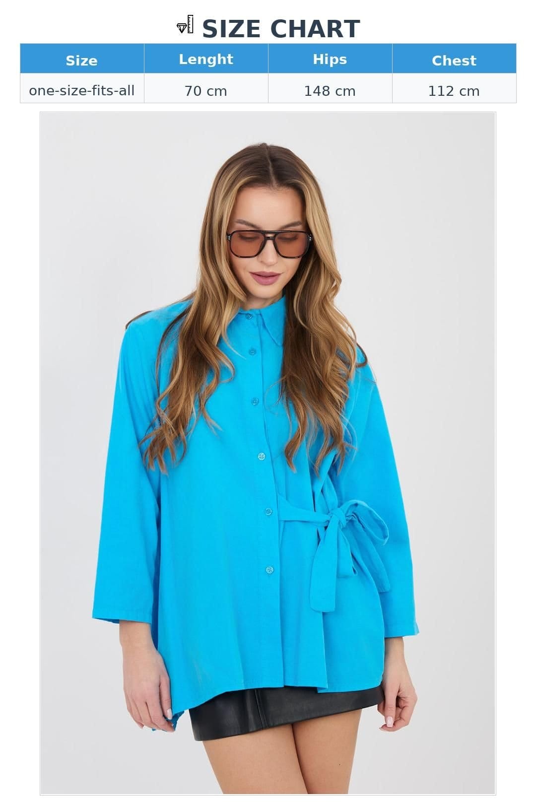 Love Lace Love Lace Women's Long Sleeve Cotton Blend Shirt in Blue - 4