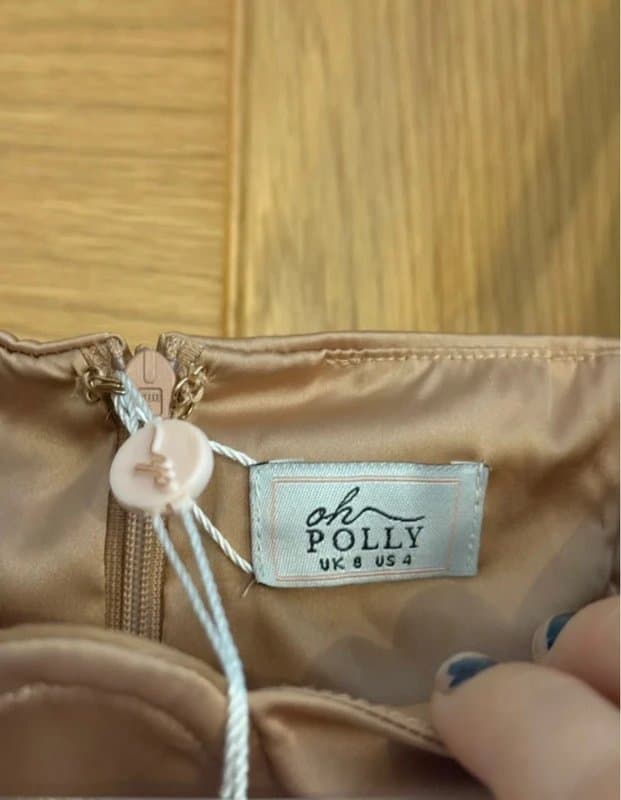 Oh Polly Oh Polly Tan Champagne Bronze Gold Satin Bustier Cup Corset Style Ruched Side Bodycon Dress