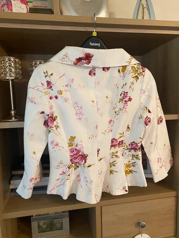 RENATO NUCCI 🌸 Renato Nucci 100% Raw Silk Peplum Blazer 10 Cottagecore Romantic 🌸