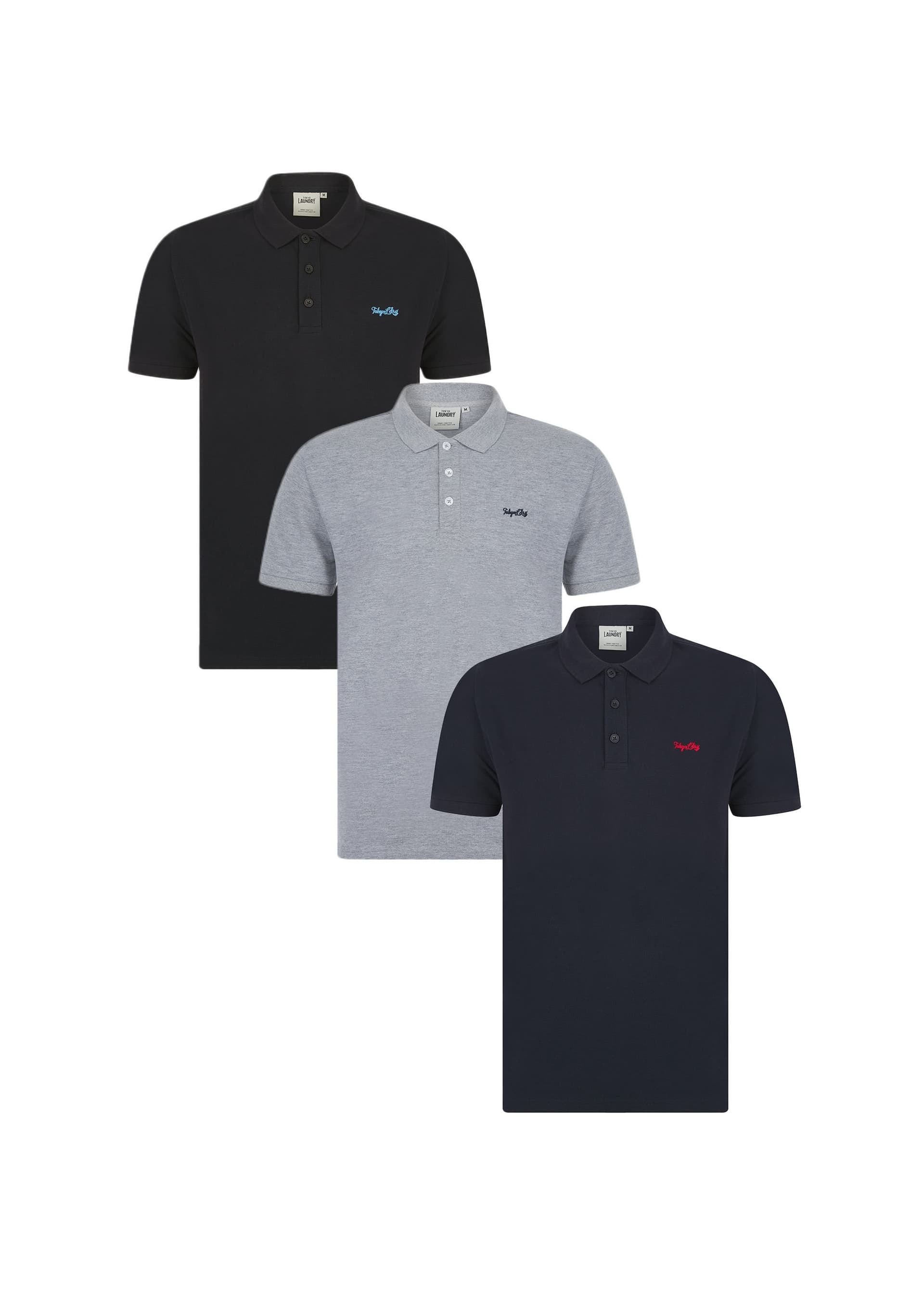 Tokyo Laundry Tokyo Laundry Men's 3-Pack Embroidered Logo Polo Shirt in Light Grey