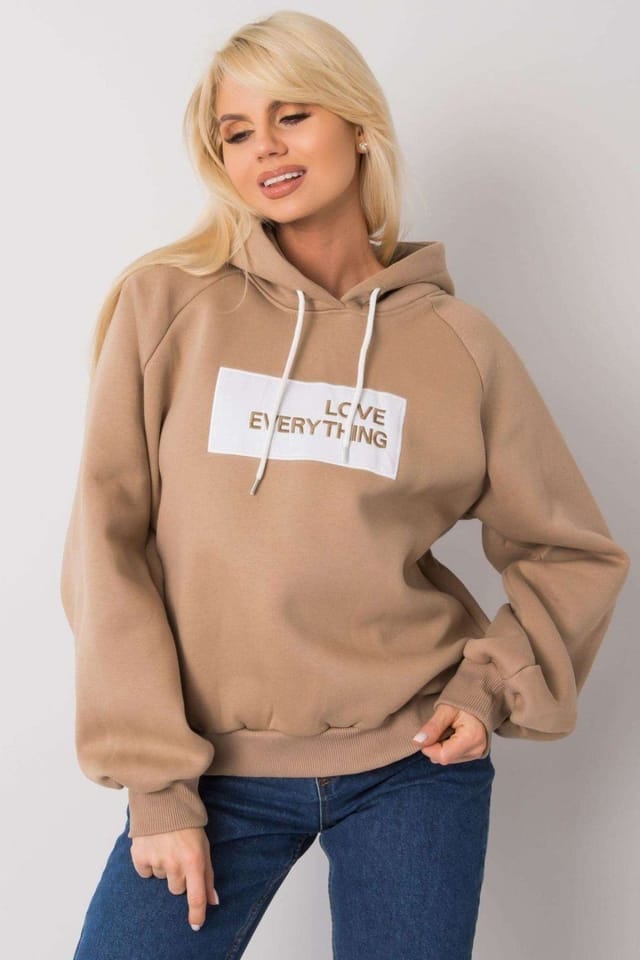 Love Lace Love Lace Women's Embroidered Hooded Long Sleeve Sweatshirt Style 169820 in Beige - 3