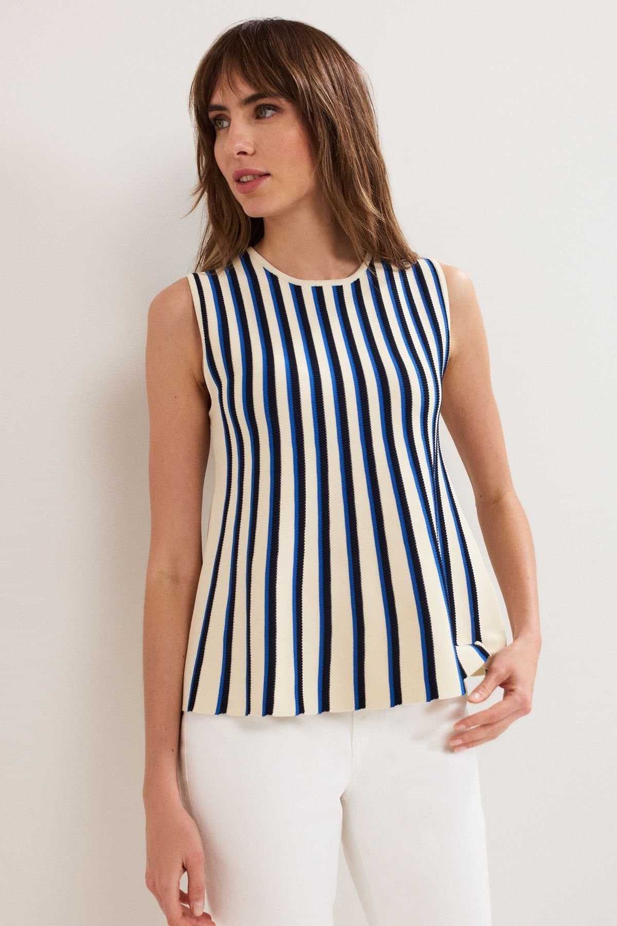 Phase Eight Phase Eight Dark Navy Stripe Peplum Top