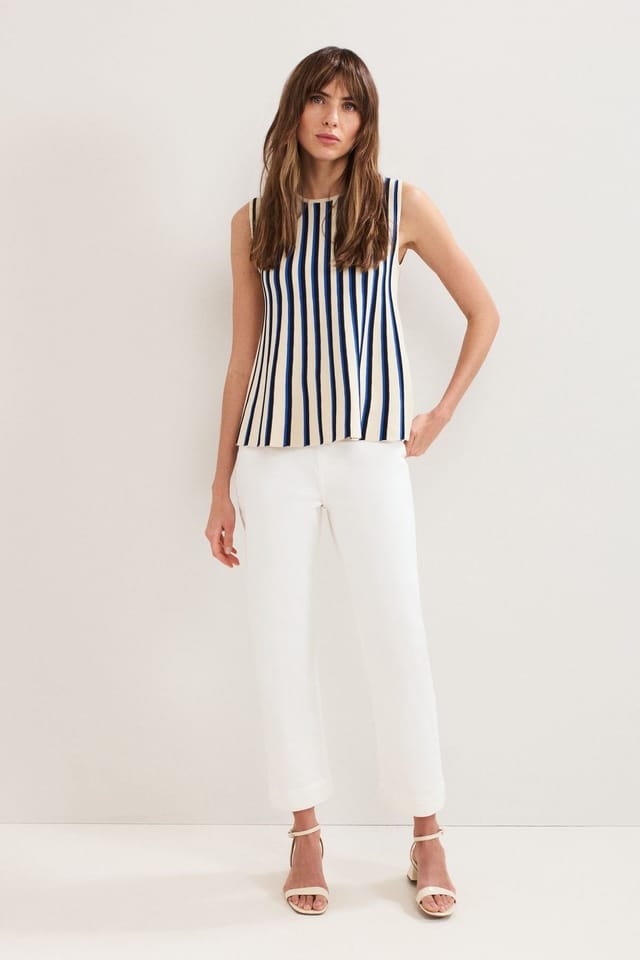 Phase Eight Phase Eight Women's Betsy Stripe Peplum Top in Dark Navy - 3