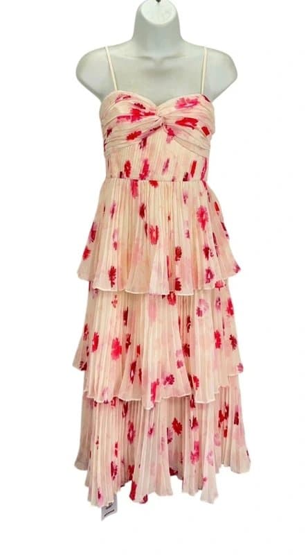 Self-Portrait New ( WITH tags) Self Portrait Floral Chiffon Layered Midi Dress- RRP£360- UK 10
