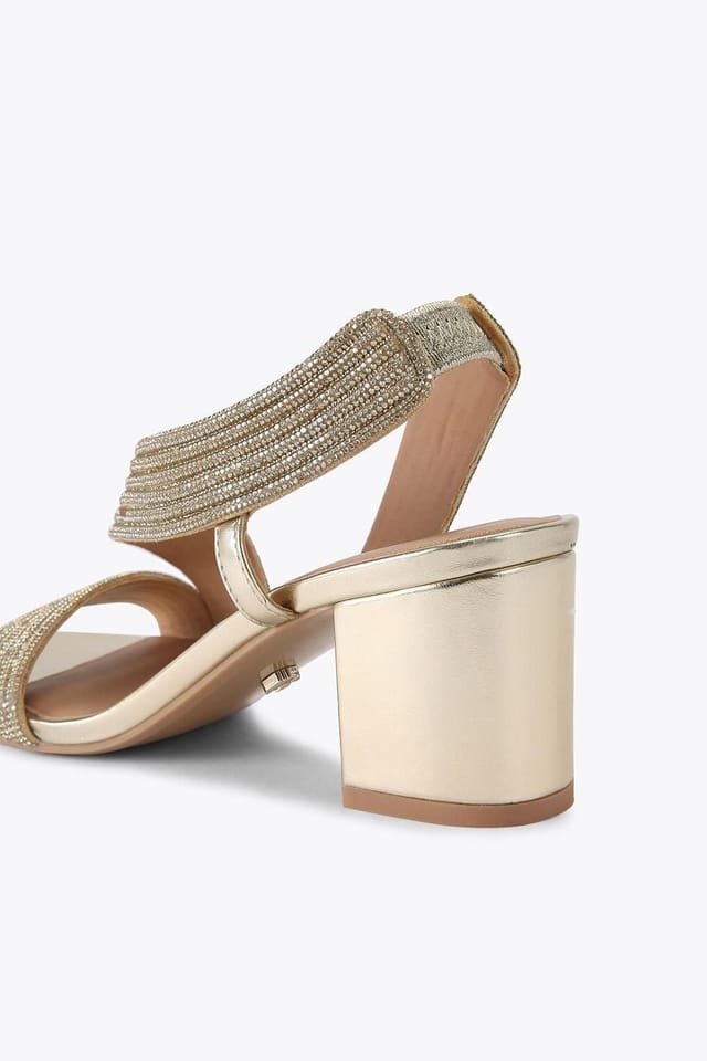 Carvela Carvela Women's 'Gala Block Jewel 60' Fabric Sandals in Gold - 3