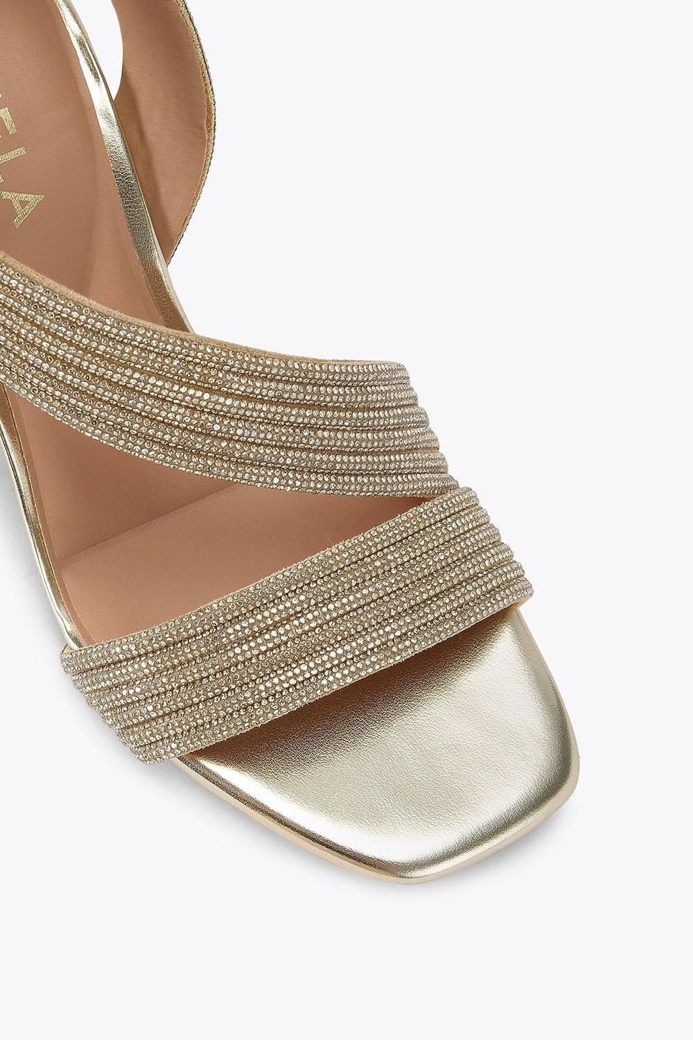 Carvela Carvela Women's 'Gala Block Jewel 60' Fabric Sandals in Gold - 4