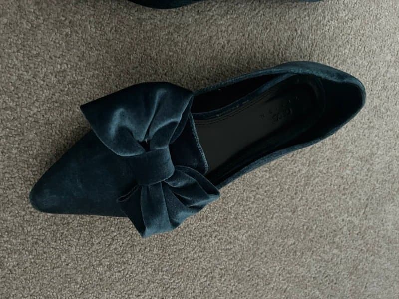 ASOS Asos velvet blue flat shoe with bow size 5