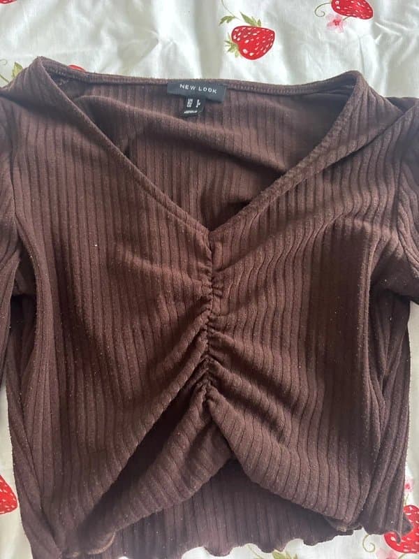 New Look New Look Brown Ruched cropped top