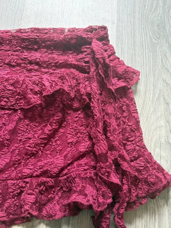 Bershka Bershka burgundy lace mini skirt . Size large