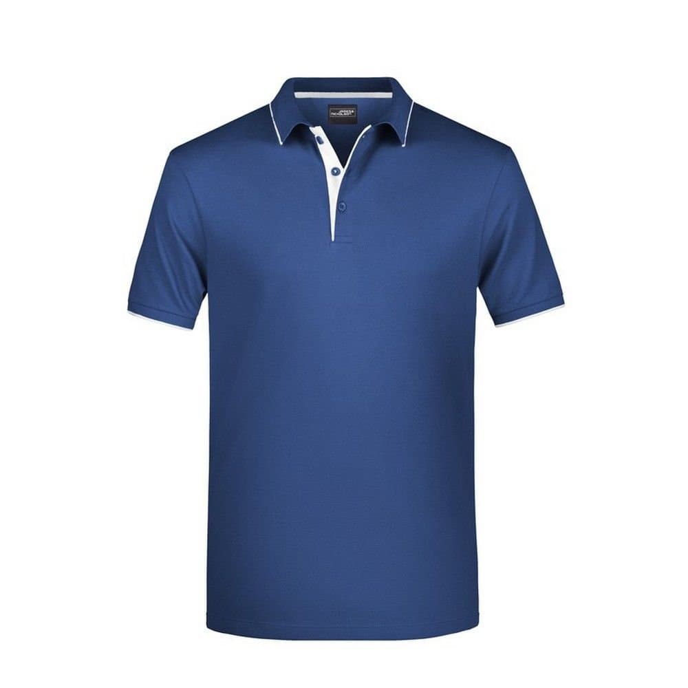 James and Nicholson James and Nicholson Men's Contrast Striped Pique Polo Shirt in Navy