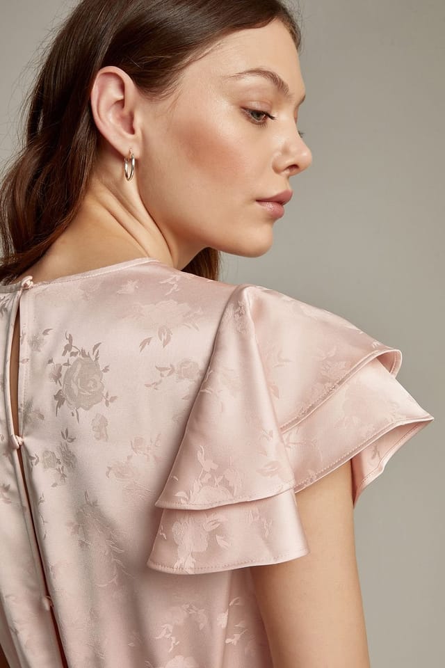 Monsoon Monsoon Women's Ester Satin Ruffle Midi Dress Red in Pink - 2