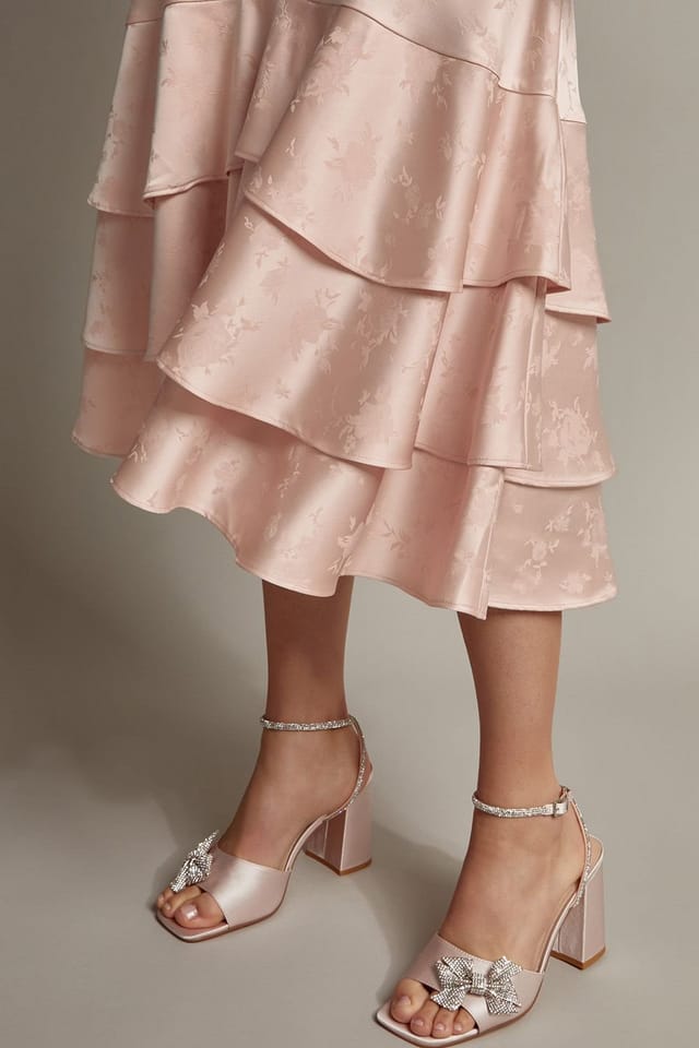 Monsoon Monsoon Women's Ester Satin Ruffle Midi Dress Red in Pink - 3