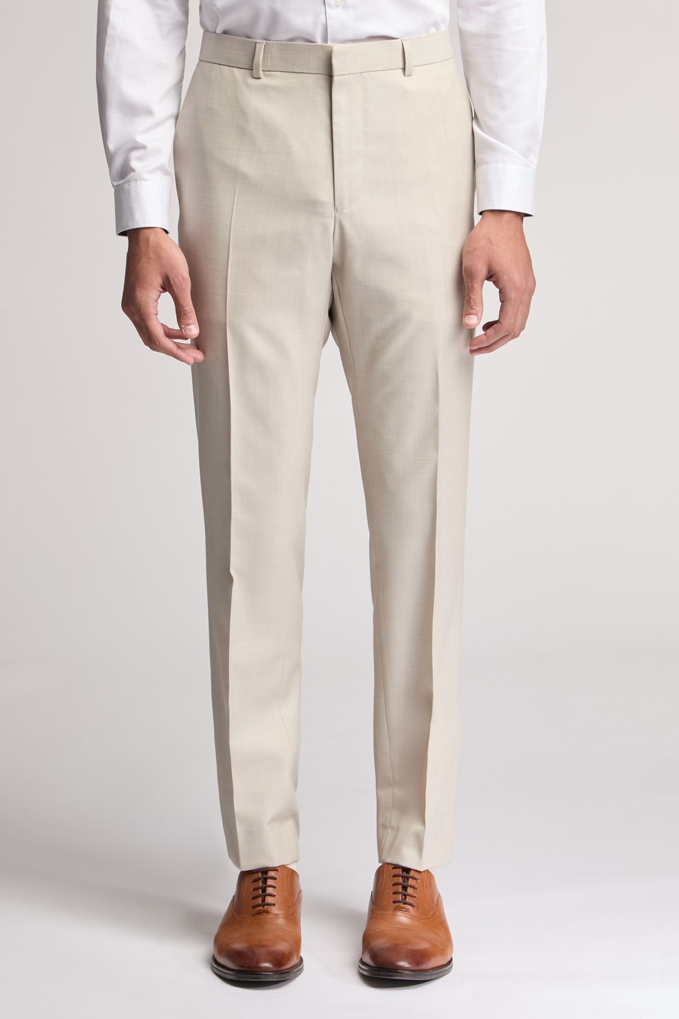 Ted Baker Ted Baker Men's Turner Slim Fit Stone Sharkskin Suit Trouser in Nude - 1