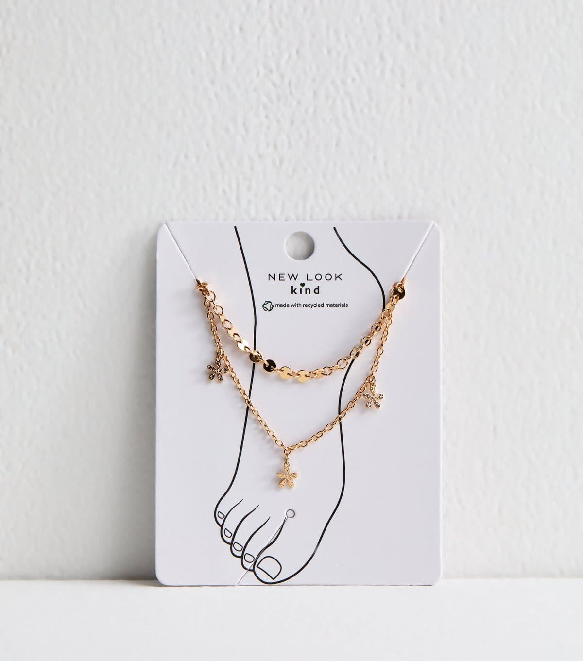 New Look New Look Gold Tone Flower and Disc Chain Anklets