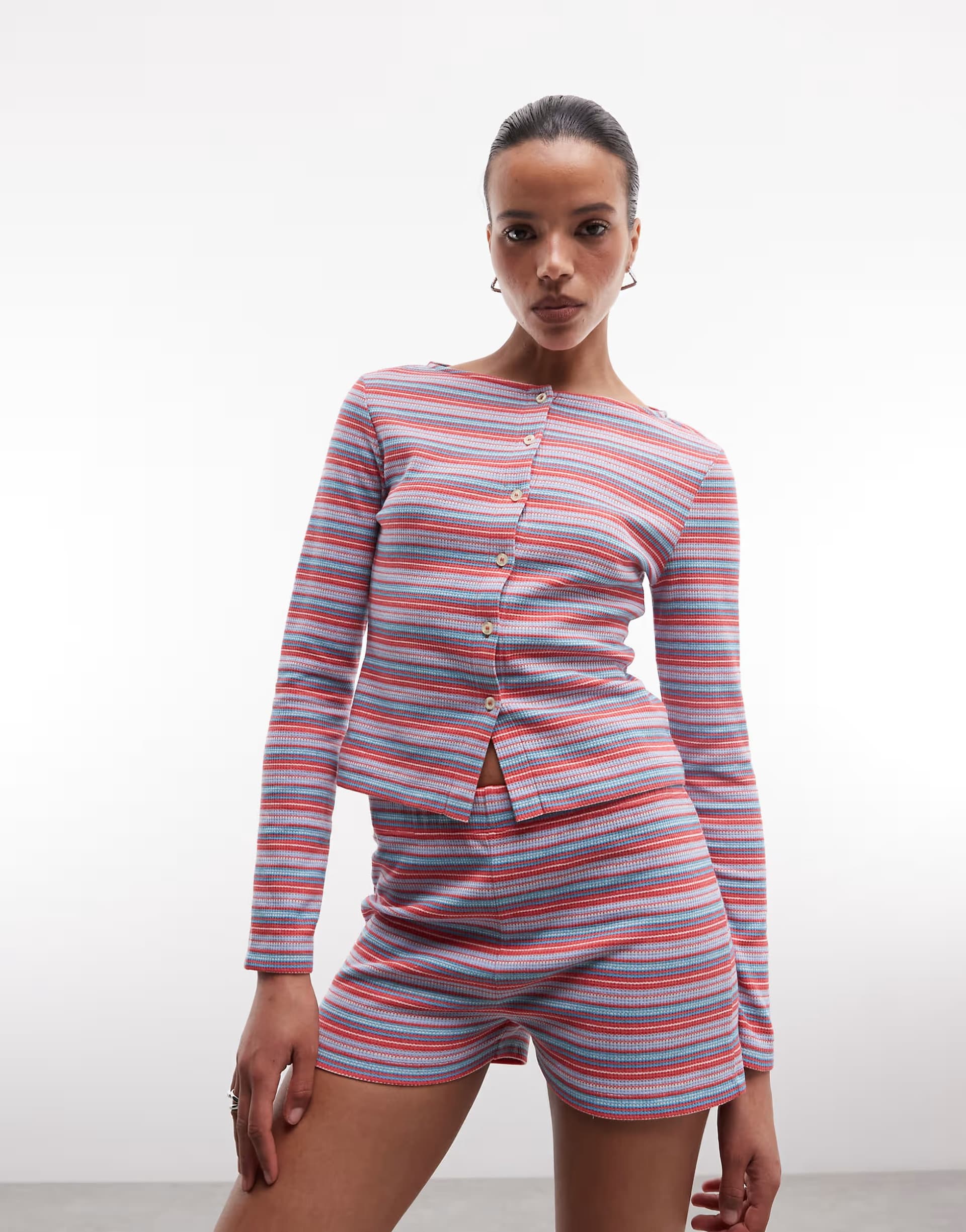 ASOS Reclaimed Vintage striped waffle cardigan
