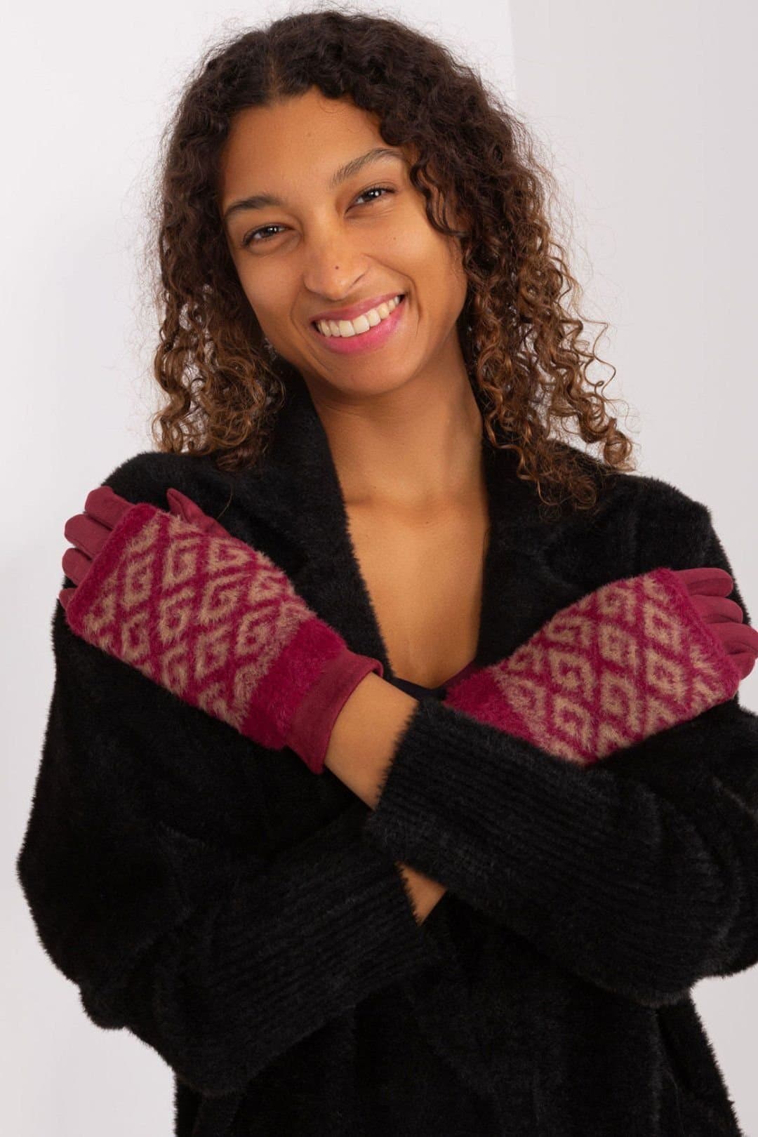 Love Lace Love Lace Women's Touchscreen Insulated Pull Off-Gloves With Flower Embroidery in Red