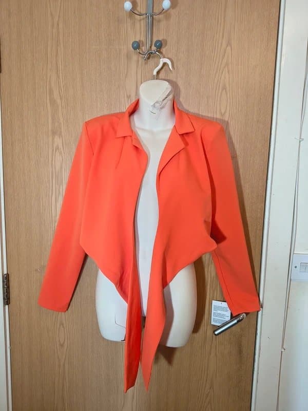 ASOS ASOS Luxe Bold Orange UK 10 Cotton Tailored Vibrant Tie-Front Blazer