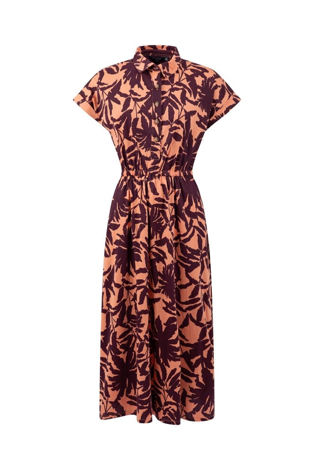 Weird Fish Weird Fish Women's Artemis Printed Jersey Shift Dress in Pale Orange - 2