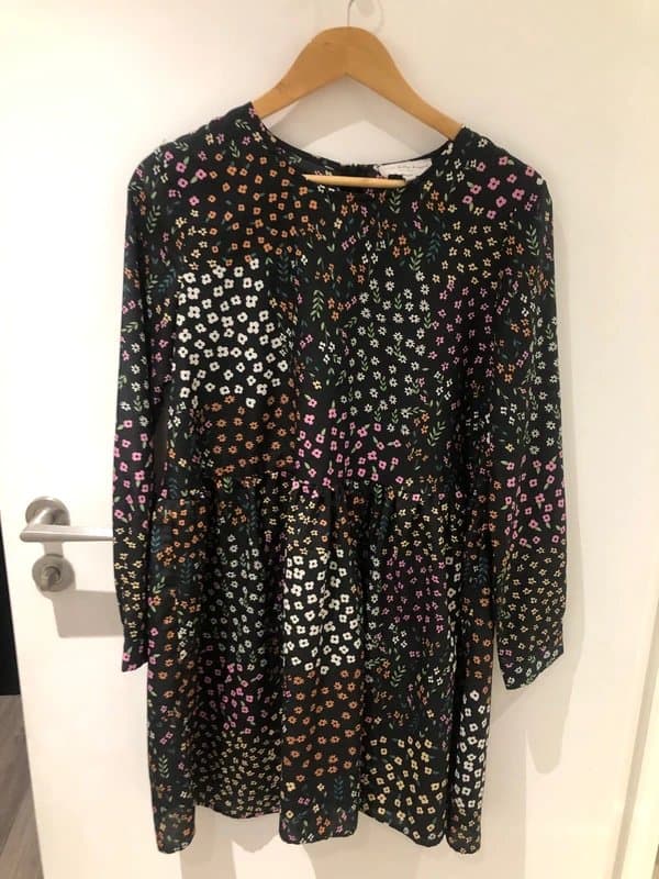Never Fully Dressed Flowery Black Long Sleeved Dress