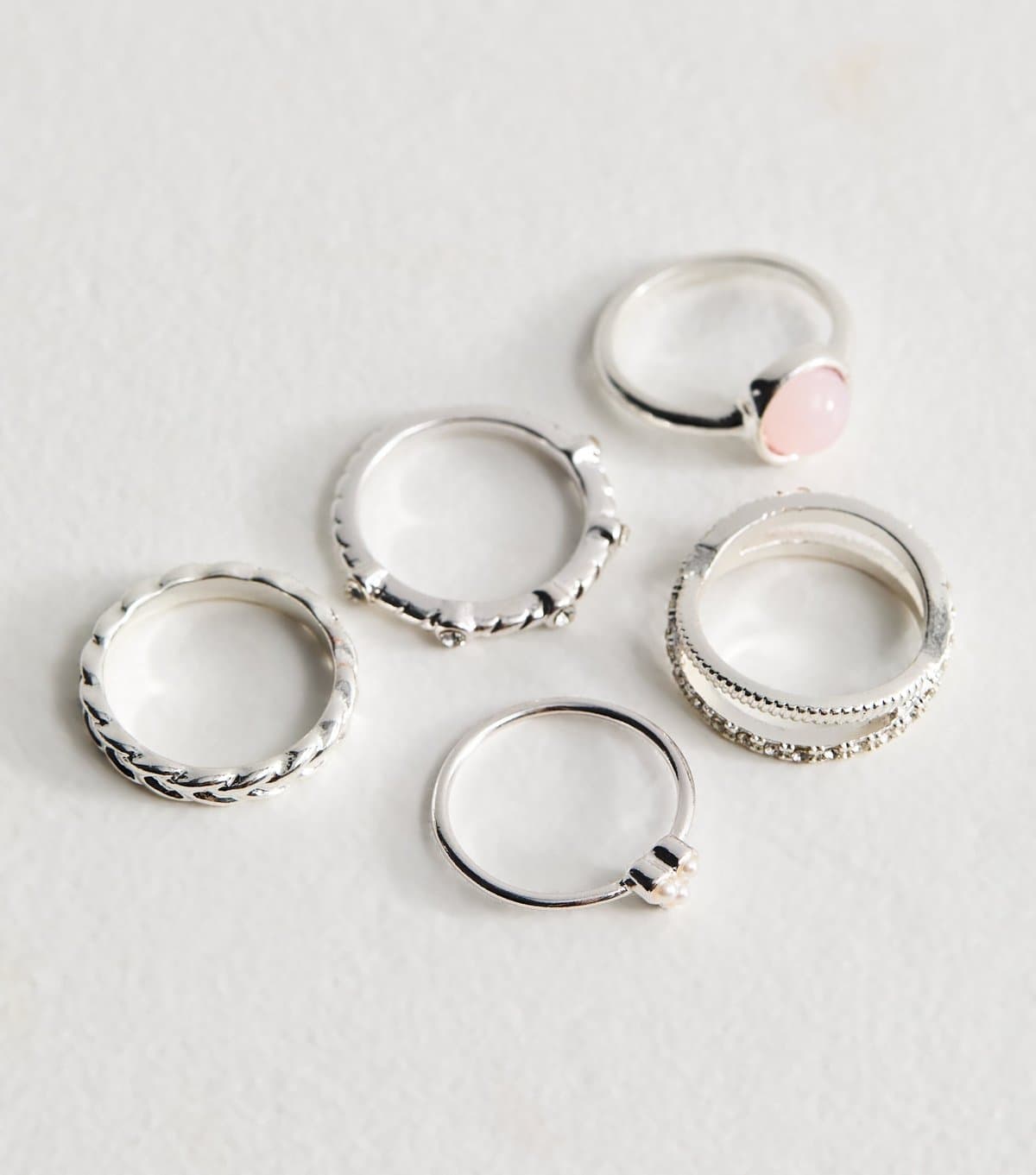 New Look Silver Tone Pack of 5 Stackable Rings New Look