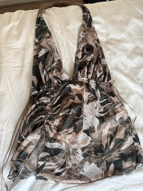 Bershka Bershka Floral Halterneck Ruched Top – Size M