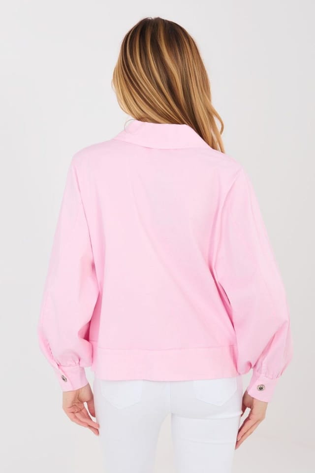 Love Lace Love Lace Women's Cotton Long Sleeve Casual Shirt with Pockets in Pink - 3