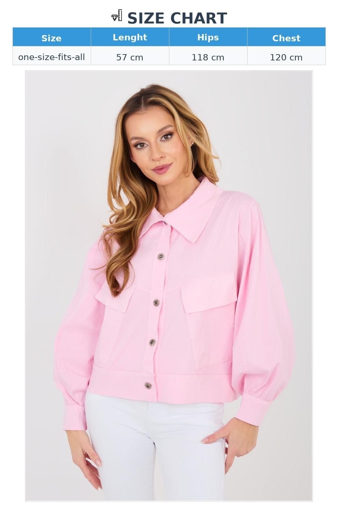 Love Lace Love Lace Women's Cotton Long Sleeve Casual Shirt with Pockets in Pink - 4
