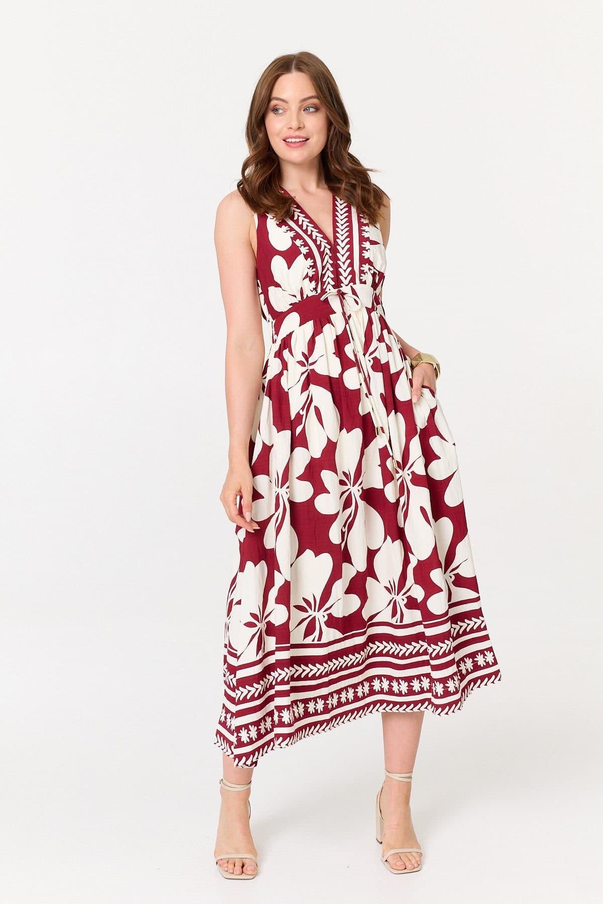 Izabel London Izabel London Women's Floral Sleeveless A-Line Maxi Dress