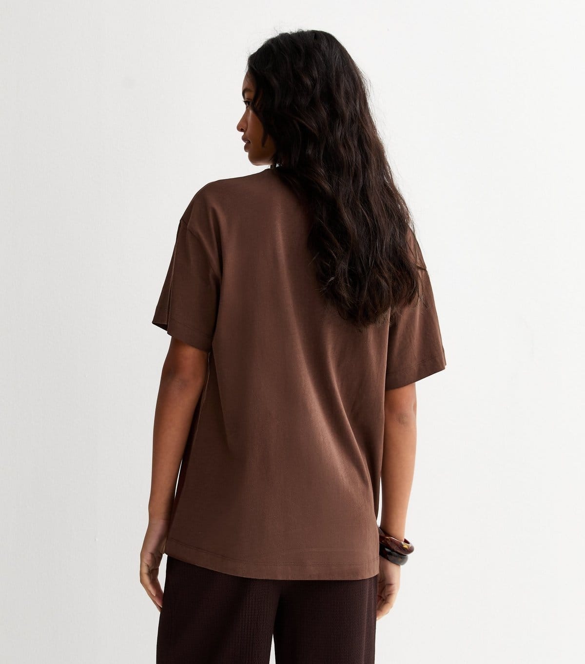New Look Women's Dark Brown Cotton Bali Print Oversized T-Shirt New Look - 4