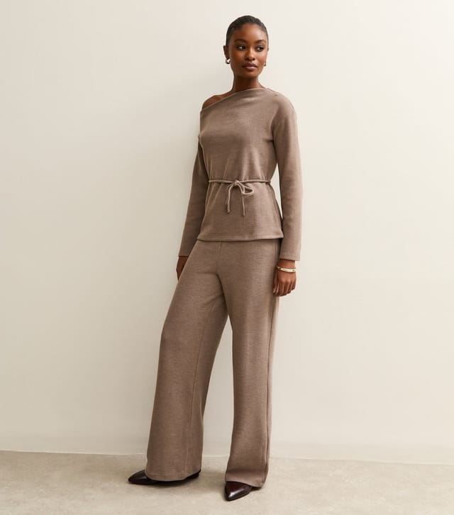 New Look Women's Mink Soft Touch Asymmetrical Slash Neck Tie Top New Look - 3