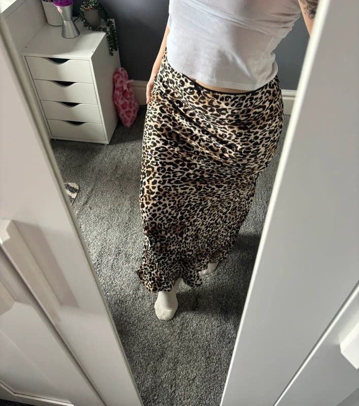 Bershka Bershka leopard print silk slit maxi skirt