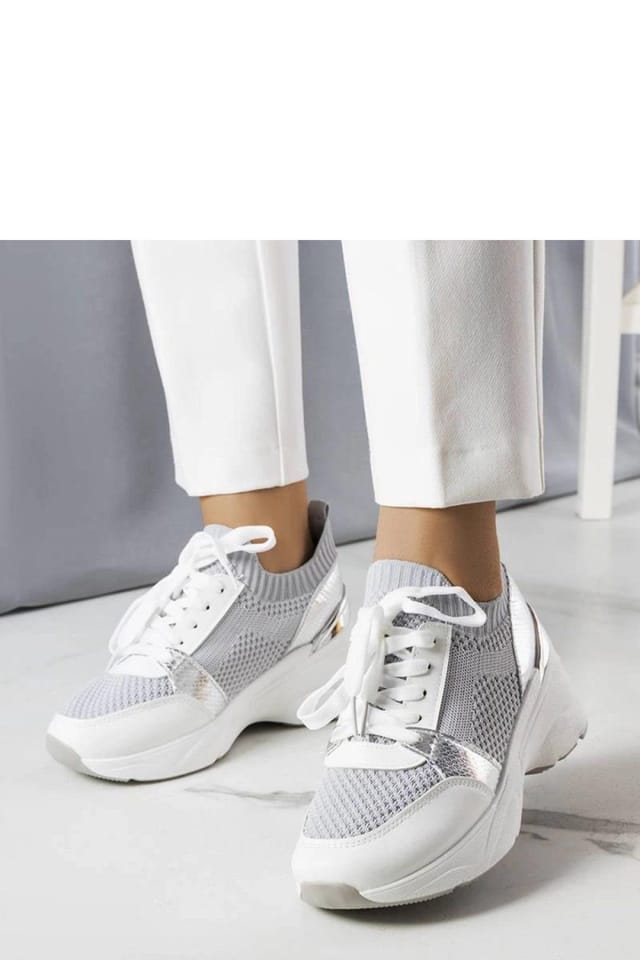 Love Lace Love Lace Women's Ann Wedge Sneakers with White Rubber Sole for Summer Comfort in Grey - 2