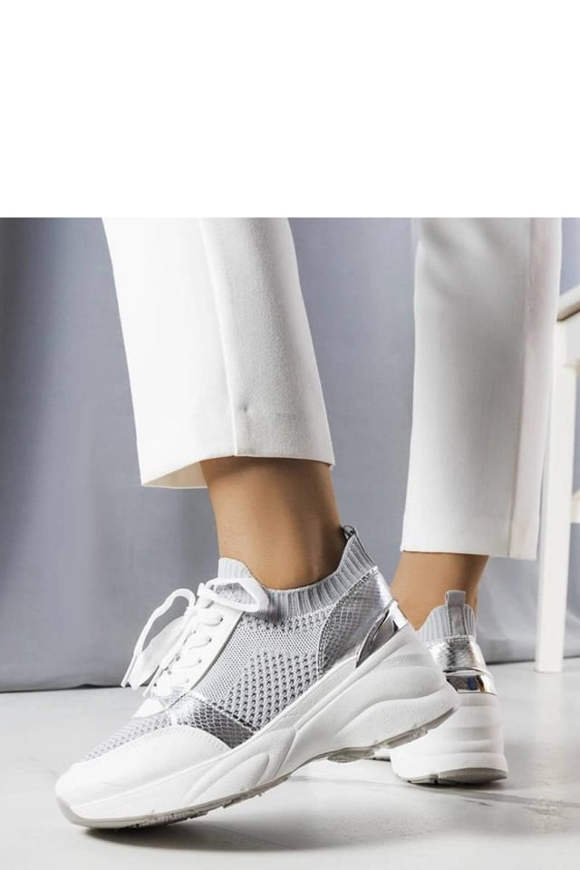 Love Lace Love Lace Women's Ann Wedge Sneakers with White Rubber Sole for Summer Comfort in Grey - 3