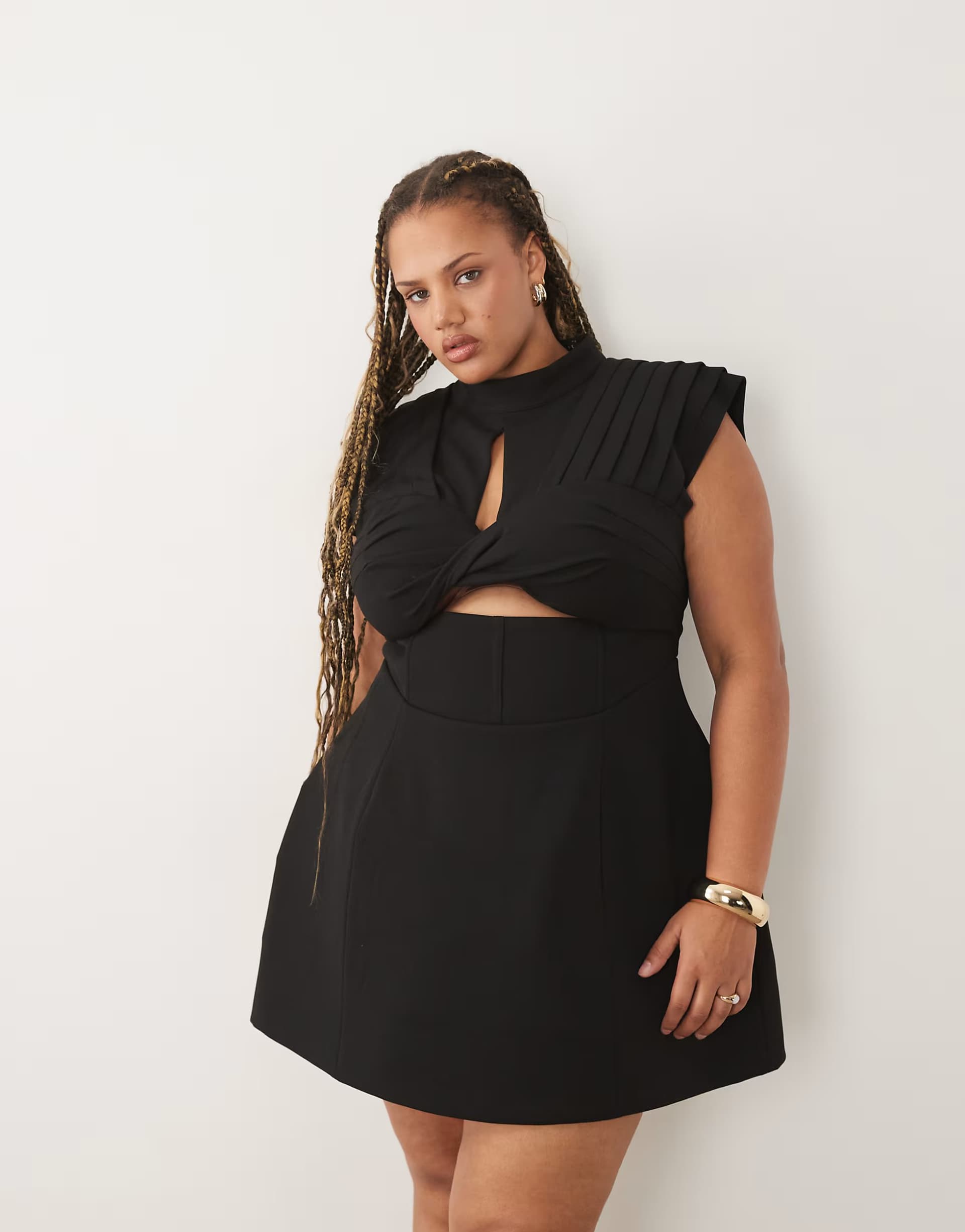 ASOS ASOS LUXE curve ruched bust structured mini dress in black