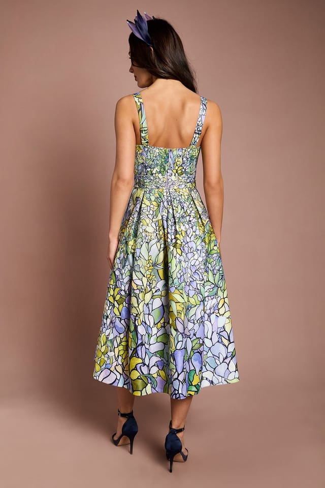 Coast Coast Women's Lisa Tan Floral Printed Full Skirted Midi Dress - 3