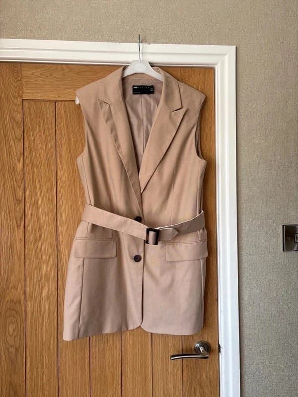 ASOS ASOS size 10, lined waistcoat dress, length 32 inches, can be worn with or without belt