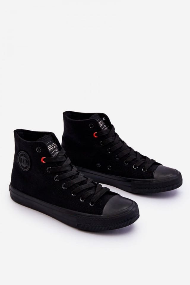 Love Lace Love Lace Women's BIG STAR High Top Sneakers Platform Non Slip Rubber Logo Laced in Black - 2