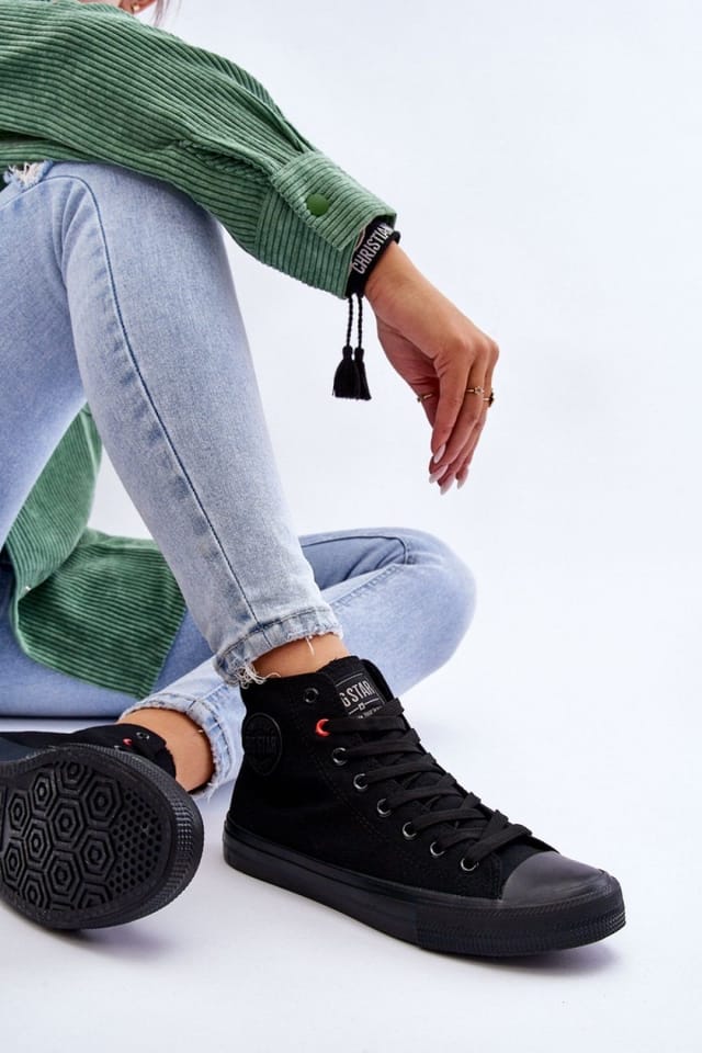 Love Lace Love Lace Women's BIG STAR High Top Sneakers Platform Non Slip Rubber Logo Laced in Black - 3