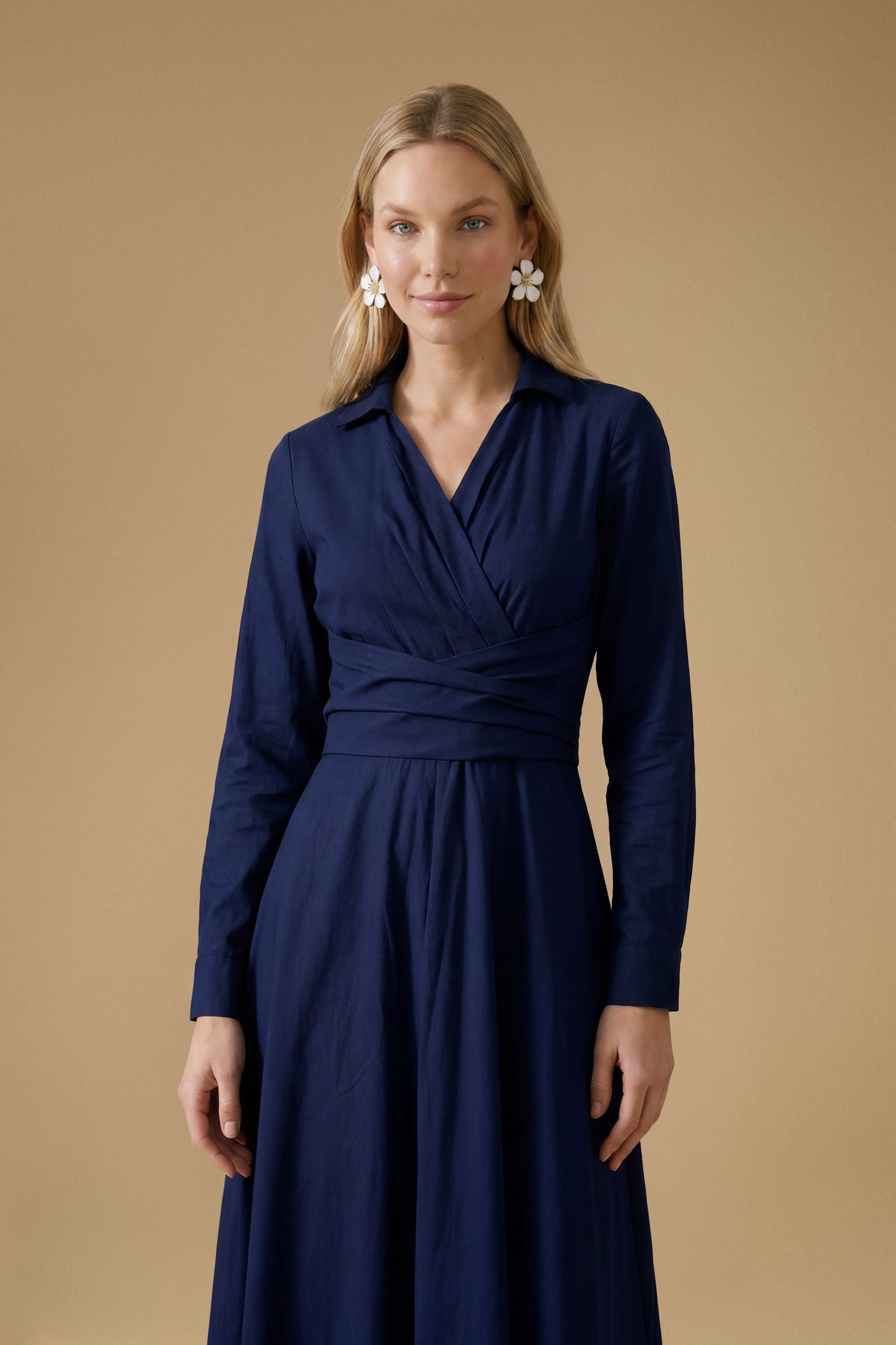 Oasis Oasis Women's Cotton Poplin Maxi Occasion Shirt Dress in Navy - 4