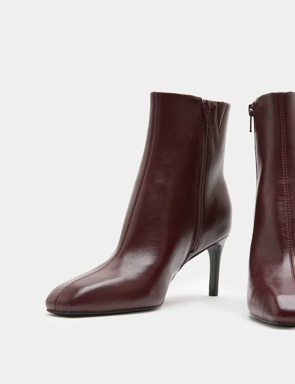 Marks & Spencer M&S Stiletto Heel Chisel Toe Ankle Boots Wine