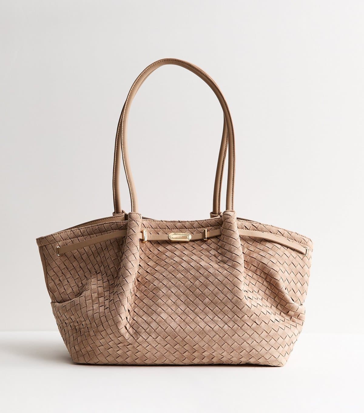 New Look New Look Light Brown Faux Suede Woven Winged Tote Bag