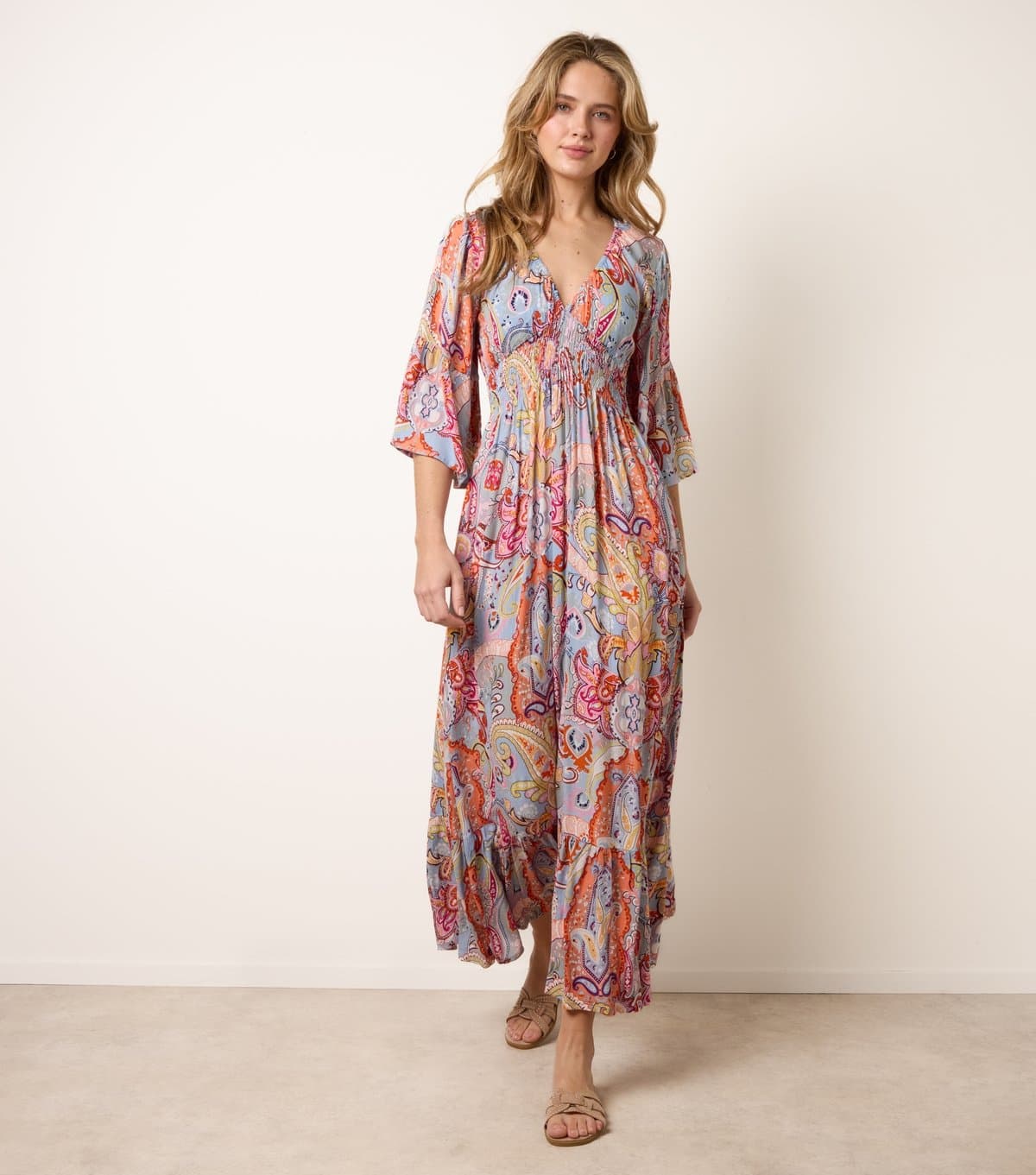 Blue Vanilla Women's Multicolour Paisley Print V-Neck Midi Dress Blue Vanilla New Look