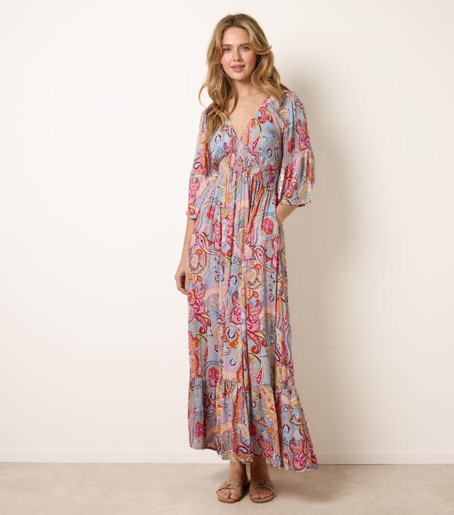 Blue Vanilla Women's Multicolour Paisley Print V-Neck Midi Dress Blue Vanilla New Look - 3