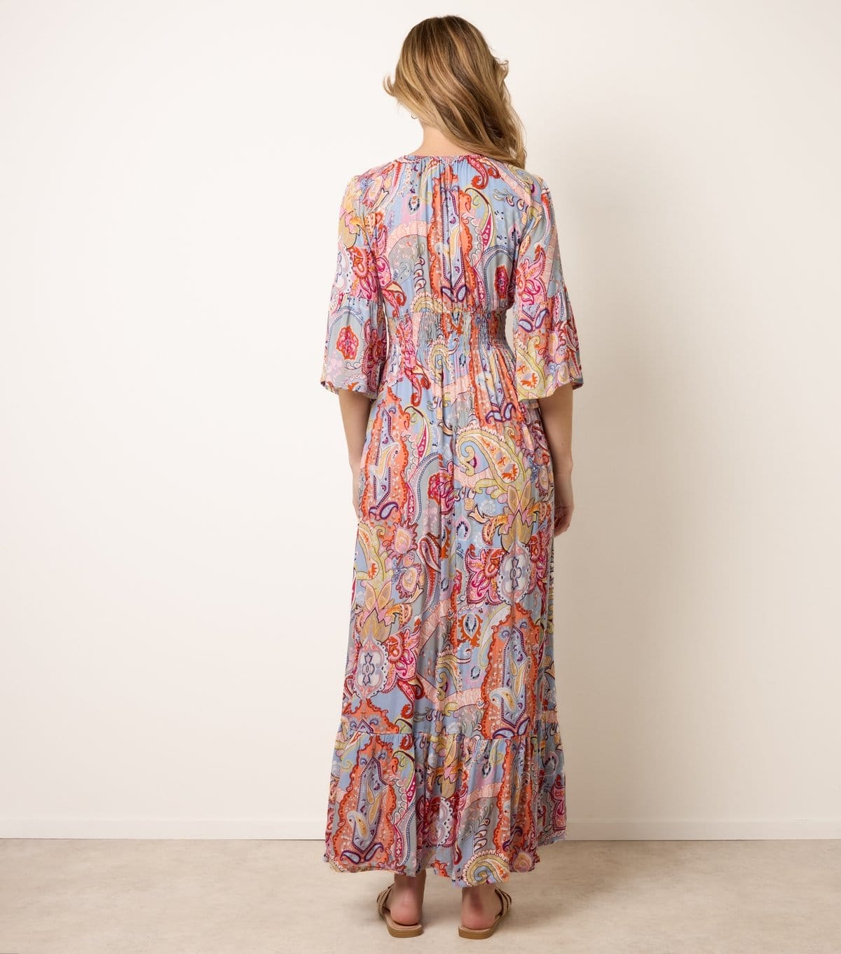 Blue Vanilla Women's Multicolour Paisley Print V-Neck Midi Dress Blue Vanilla New Look - 4
