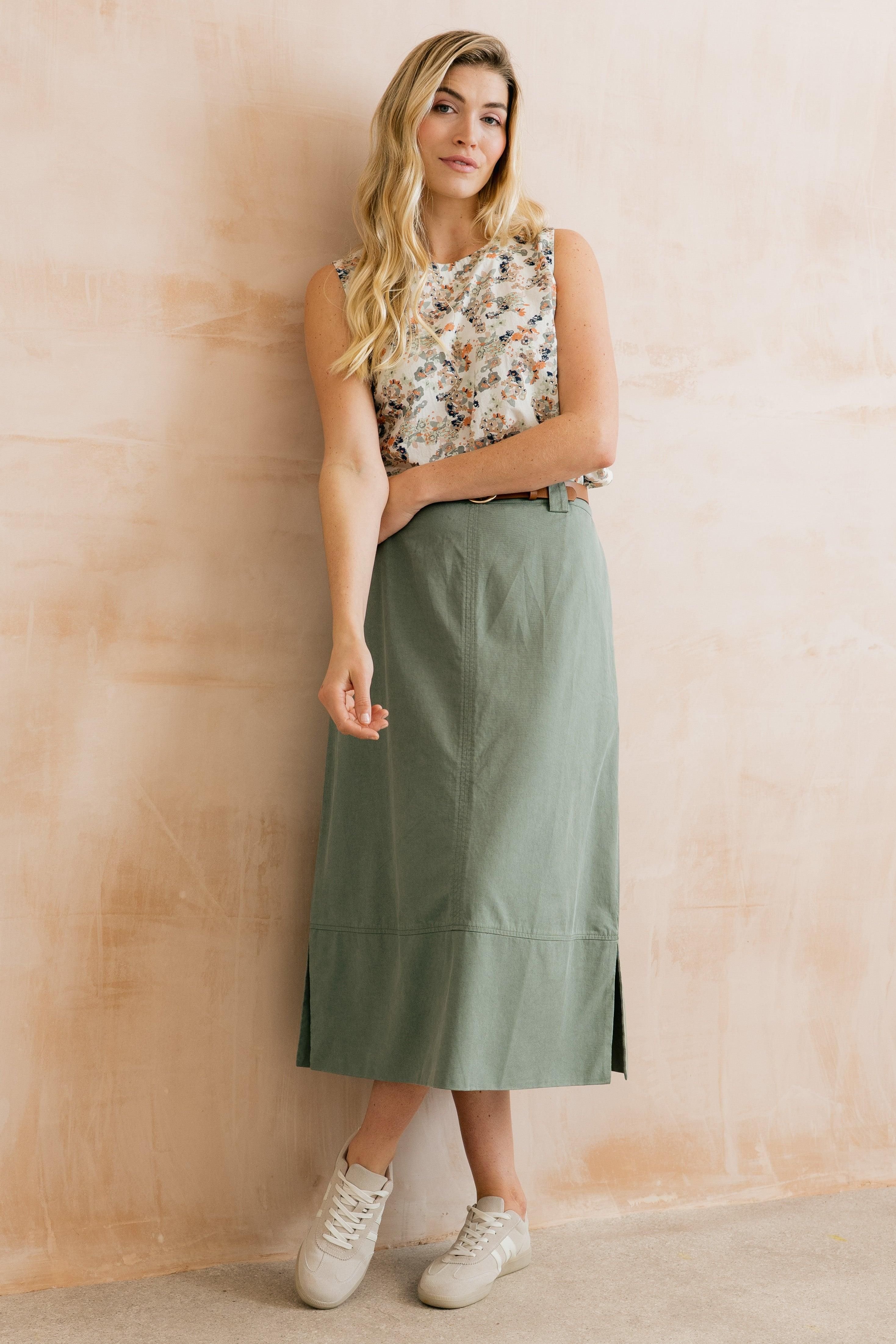 Lily & Me Lily & Me Women's Estuary Midi Skirt in Green - 3